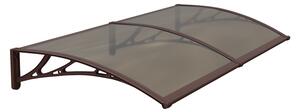 Copertină PREMIUM de ușă 200x80cm / marchiză / adăpost / acoperiș - brațe maro - placă 6mm întreagă bronz