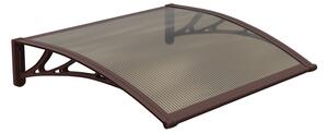 Copertină PREMIUM de ușă 40x60cm / marchiză / adăpost / acoperiș - brațe maro - placă 6mm întreagă bronz