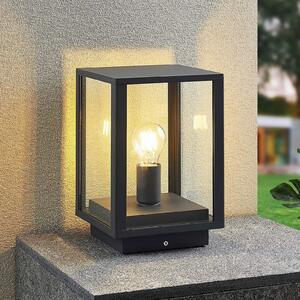 Lindby Giavanna lampă cu soclu, 29 cm, antracit, IP44, E27, reglabil, Negru, Sticlă, Modern