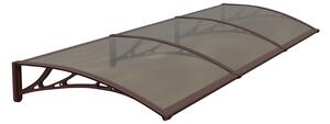Copertină PREMIUM de ușă 300x80cm / marchiză / adăpost / acoperiș - brațe maro - placă 6mm întreagă bronz