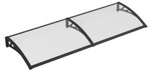 Copertină PREMIUM de ușă 150x100cm / marchiză / adăpost / acoperiș - brațe negre - placă 6mm întreagă transparenta