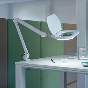 Lampă de mărire cu LED MAULcrystal, alb, clemă, dimabil