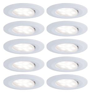 Paulmann Calla alb, dimabil și cu braț orientabil, 4.000 K, 9 cm, set de 10, reglabil, Alb, Baie, Plastic, Modern, Plafon încastrat