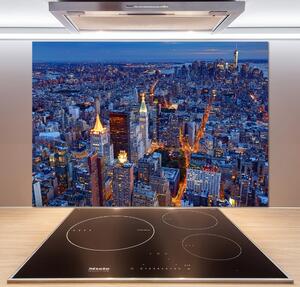 Panou sticlă decorativa bucătărie Manhattan pe timp de noapte