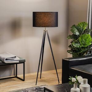 Euluna Lampadar Tago, cu trei picioare, abajur negru/argintiu, Negru, Camera de zi / sufragerie, Metal, Modern, Tripod