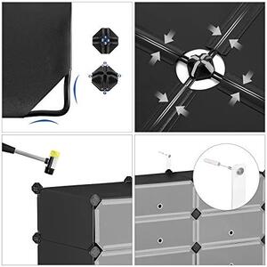 Pantofar set 12 cutii din plastic pentru depozitare, Songmics, Negru, 83x31x105 cm