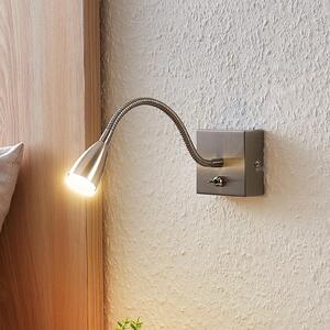 Lindby Jolka LED lumina de lectură, comutator, nichel, Gri, dormitor, Metal, Modern, Priză de perete sus / jos
