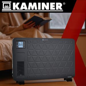 Convector electric de podea Kaminer Ziflo 2300W - Control Wi-Fi, termostat și telecomandă, negru