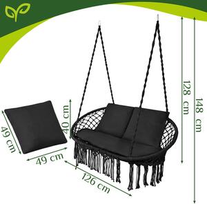 Leagăn dublu de grădină tip cuib de barză Gardlov – Negru