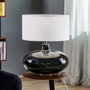 Argon Lampa de masă Skien, abajur alb, picior din sticlă gri fumuriu, Gri, Camera de zi / sufragerie, Sticlă, Modern