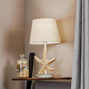 ONLI Lampa de masă Stellina, abajur din țesătură, decor stea mare, Bej, Camera de zi / sufragerie, Țesătură / Textil, Maritimă