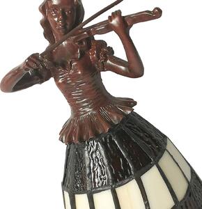 Lampă masă 5LL-6047 femeie stil Tiffany, maro-alb