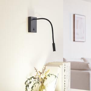 Lucande LED lumina de lectură Hetti, negru, metal, 14 cm înălțime, Negru, dormitor, Metal