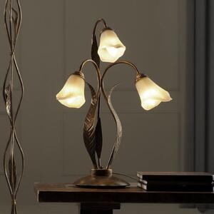 ONLI Lampa de masă Alga, 3 becuri, fier, sticlă, Florentine, Bronz / Alamă Veche, Camera de zi / sufragerie, Metal, Florentin