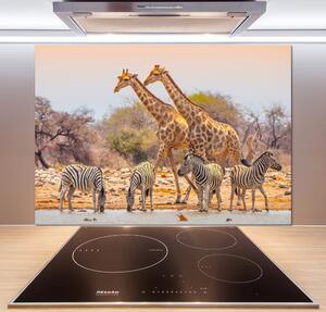 Panou sticla securizata bucatarie Girafe și zebre