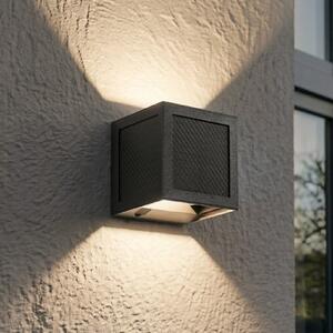 PRIOS Lampa de perete solară cu LED Avvin, negru, formă cub, senzor, Negru, Metal, Modern