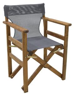 Set de gradina masa si scaune Retto 5 bucati din lemn masiv de fag culoarea nuc, PVC gri 80x60x72cm