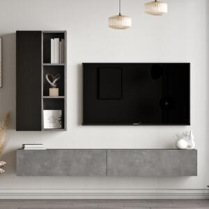 Comoda TV de perete Topaz culoare antracit - negru 174.5x27x145cm