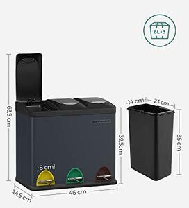 Cos de gunoi, Songmics, Gri, 46.5x29.5x40.5 cm