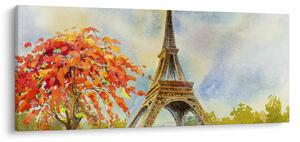 Tablou pictat cu turnul Eiffel (120x50 cm)
