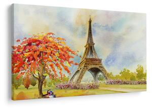 Tablou pictat cu turnul Eiffel (90x60 cm)