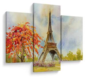 Tablou pictat cu turnul Eiffel (90x60 cm)