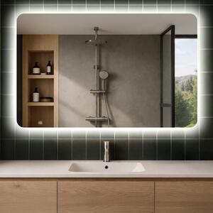 Oglinda cu LED baie mari de perete L142 oglinda cu leduri machiaj cu Oglindă cosmetică, Stația meteo WI-Fi