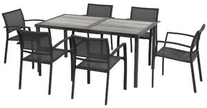 Outsunny Set Masa de Grădină 7 Piese, Scaune Stivuibile, Set Masa Exterior pentru Terasă, Design Modern și Confortabil | Aosom Romania