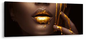 Tablou - Femeie cu buze aurii (120x50 cm)