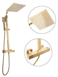 Erga Goba, set de dus cu robinet termostatic si cap de ploaie 25x25 cm, auriu lucios, ERG-YKA-BP.GOBA-THERM-25-GLD