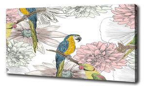 Tablou canvas Papagalii și flori