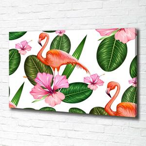 Tablou pe pânză Flamingos și plante
