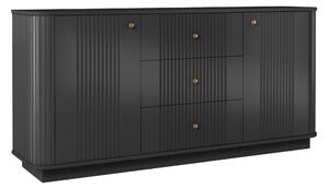 Comodă cu sertare pe soclu Vesper 160 cm - negru / mânere aurii