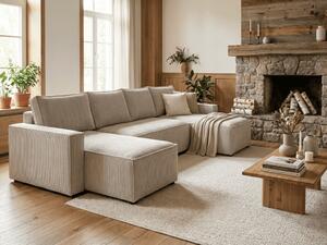 Coltar in forma de U SMART COSARO bej deschis 295x140 cm