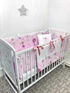 Lenjerie de pat bebelusi cu aparatori laterale pufoase și buzunar Deseda Balerine