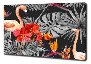 Pictură pe pânză Flamingos și flori