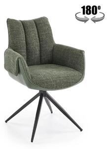 Scaun K579, verde olive/negru, stofa clasica/piele ecologica/otel, 65x