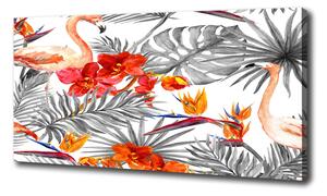 Tablou canvas Flamingos și flori