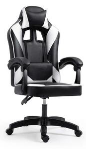 Scaun gaming IMPERIA, negru/alb, piele ecologica/metal, 64x64x104/116