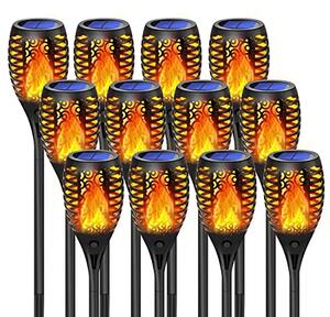 Set 12 x Lampa solara 58 cm, Torta cu efect flacara