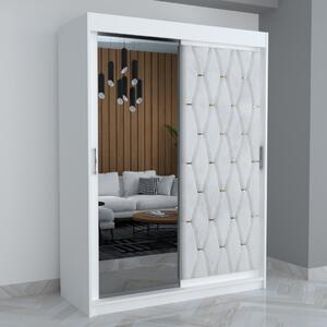 Dulap Eric Usa Tapitata Cu Oglinda, 150x210x61cm Alb