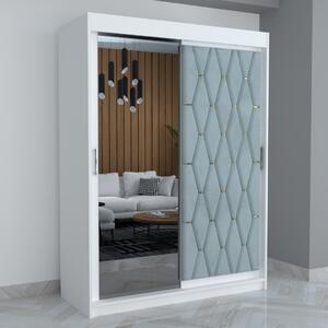 Dulap Eric Usa Tapitata Cu Oglinda, 150x210x61cm Turcoaz