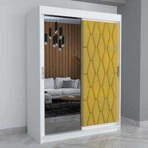 Dulap Eric Usa Tapitata Cu Oglinda, 150x210x61cm Galben