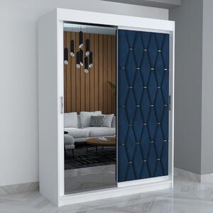 Dulap Eric Usa Tapitata Cu Oglinda, 150x210x61cm Albastru