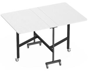 HOMCOM Masă de Dining Pliabilă, Masă Rabatabilă cu Roți și Frâne pentru 4-6 Persoane, Birou Compact cu Structură din Oțel, pentru Living, 120x80x73 cm, Alb cu Aspect de Lemn | Aosom Romania