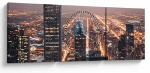 Tabloul cu metropolă luminată (cu ceas) (90x30 cm)