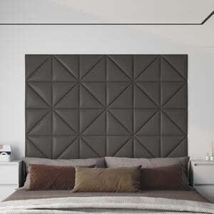 Panouri de perete 12 buc. gri, 30x30 cm piele ecologică 0,54 m²
