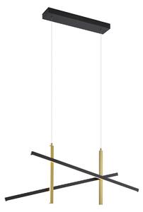Lampă suspendată de design X neagră cu auriu, incl. LED cu 3 trepte de intensitate luminoasă - Joy