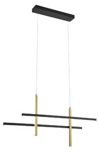 Lampă suspendată de design H neagră cu auriu, incl. LED cu 3 trepte de intensitate luminoasă - Joy