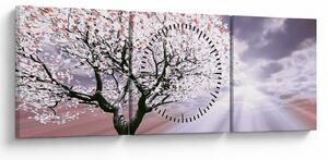 Tablou cu pomul roșu (cu ceas) (90x30 cm)